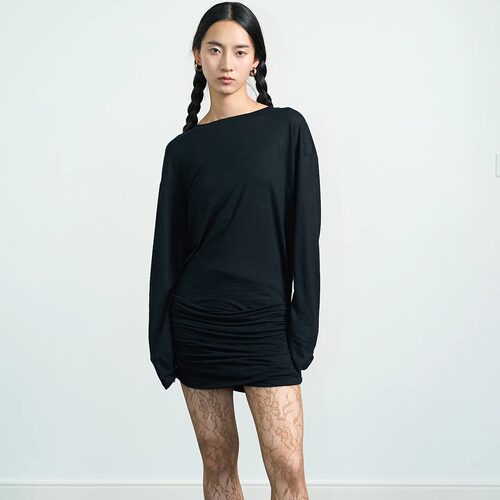 ENKSH兰精天丝亚麻抽褶长袖T