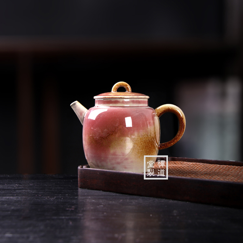 复古粗陶柴烧窑变薄胎中式秦权茶壶家用一人用单个陶瓷手作泡茶壶