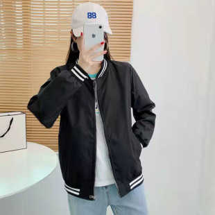 棒球服女休闲工装外套韩版宽松百搭情侣立领夹克学生上衣定制班服