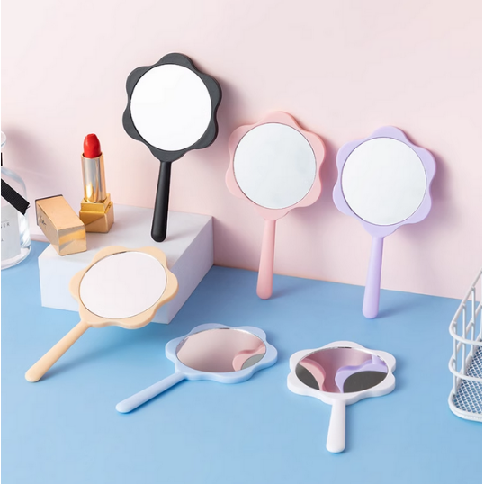 花朵手持镜子diy奶油胶美妆礼品 随身便携迷你手柄化妆镜