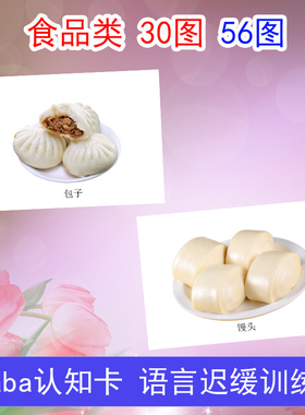 食物认知卡片自闭儿童孤独症ABA语言迟缓思维训练康复教学用具品