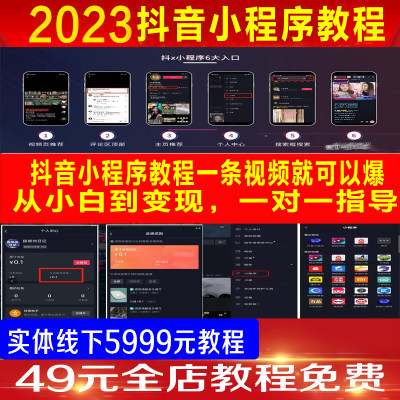 2023抖音壁纸小程序教程课程答题抖推猫小游戏推广计划运营教学习