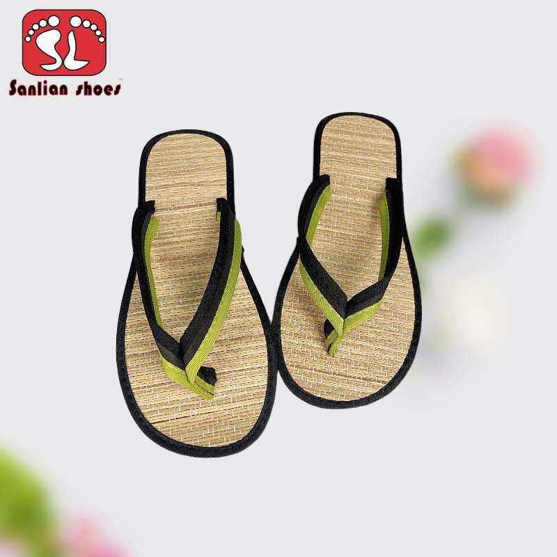 新款直销2024年跨境拖草席人字拖居家布艺拖鞋印制LOGO外贸新款潮