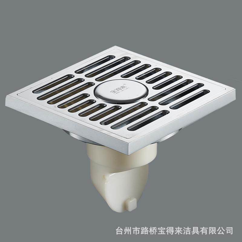 新款直销直供阳台客厅方形防臭防虫地漏 加厚全铜镀铬芯黄铜10*10