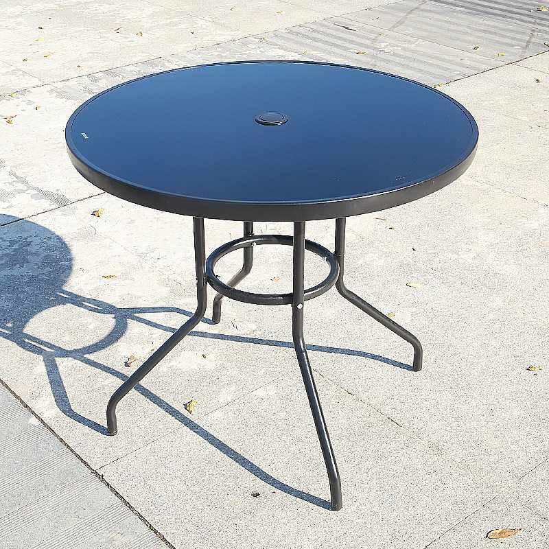 新款直销户外折叠桌子阳台休闲玻璃圆方桌咖啡厅奶茶店庭院铁艺便