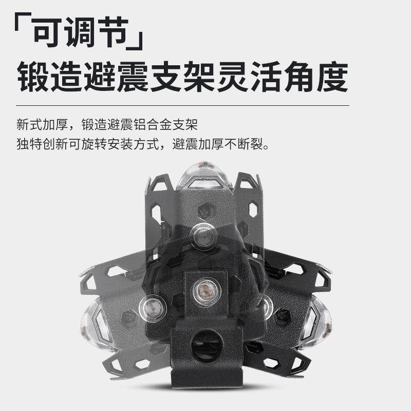 新款直销摩托车电动车前大灯小钢炮带罩子白+黄光LED照明车灯黄白