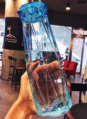 新款直销网红新款日韩少女小清新水晶七彩钻石炫彩玻璃杯创意情侣