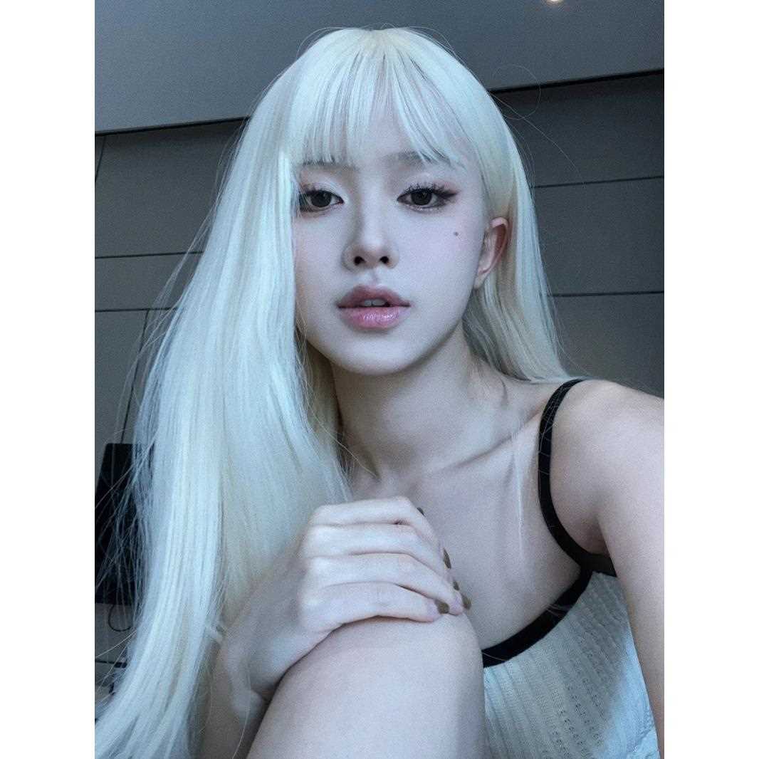 新款直销假发女金色长直发空气刘海网红jk造型女士头套甜美可爱主