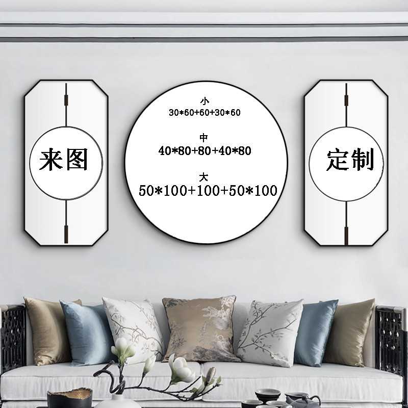 新款直销新中式客厅八角圆形挂画花鸟画沙发背景墙创意装饰画中国图片