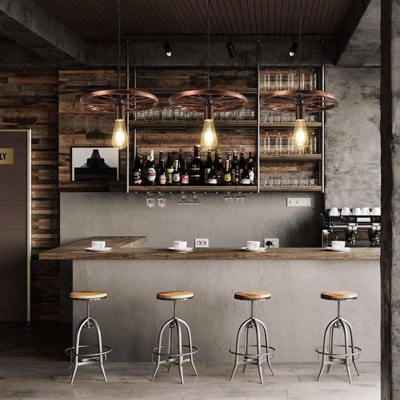 新款直销工业风餐厅服装火锅店吧台灯酒吧烤肉店创意个性铁艺车轮,家装灯饰光源,智能吊灯,淘宝优惠券,粉丝福利购,淘宝优惠卷