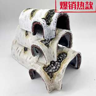 新款直销仿真树皮爬宠躲避洞穴龟缸装饰乌龟晒台爬台鱼缸造景工艺