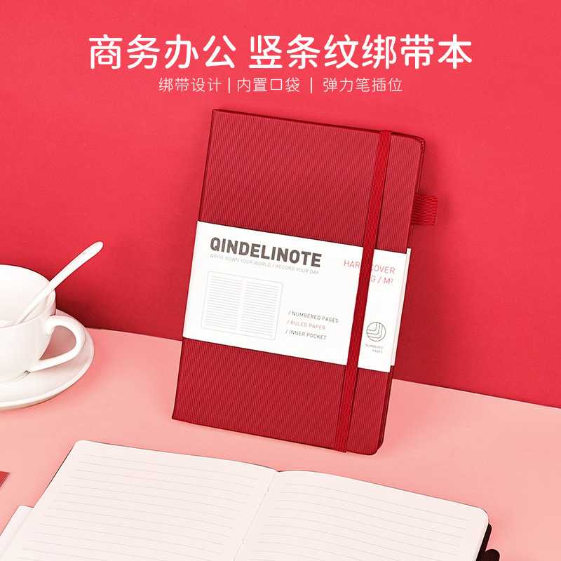 新款直销a5绑带记事本定做硬皮面松紧带英文笔记本子带页码笔记本