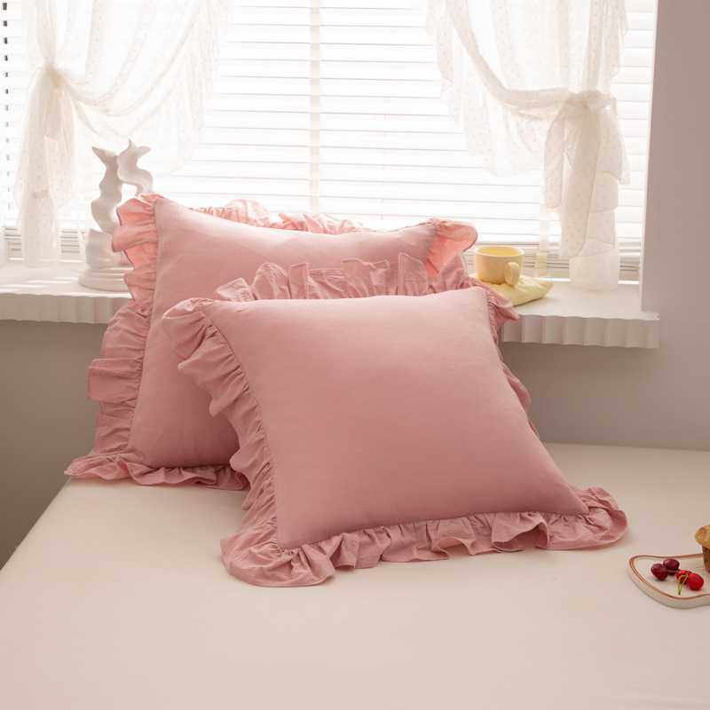 新款直销跨境出口全棉水洗棉单层荷叶边方形抱枕套客厅靠垫套沙发,床上用品,枕套,淘宝优惠券,粉丝福利购,淘宝优惠卷