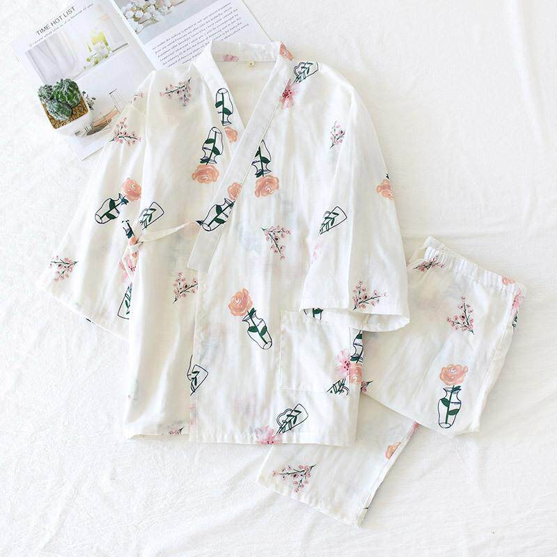 新款直销日系和服女款睡衣睡裤棉质双层纱布家居服月子服孕产妇套