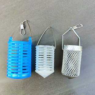 新款直销金属打窝器饵笼诱饵料笼白条串钩七星钩白光金钩塑料拖饵