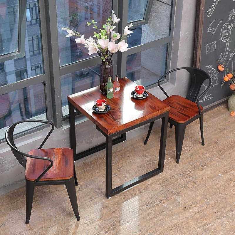 新款直销复古餐厅餐桌工业风简约铁艺四方小桌子小户型餐桌椅组合