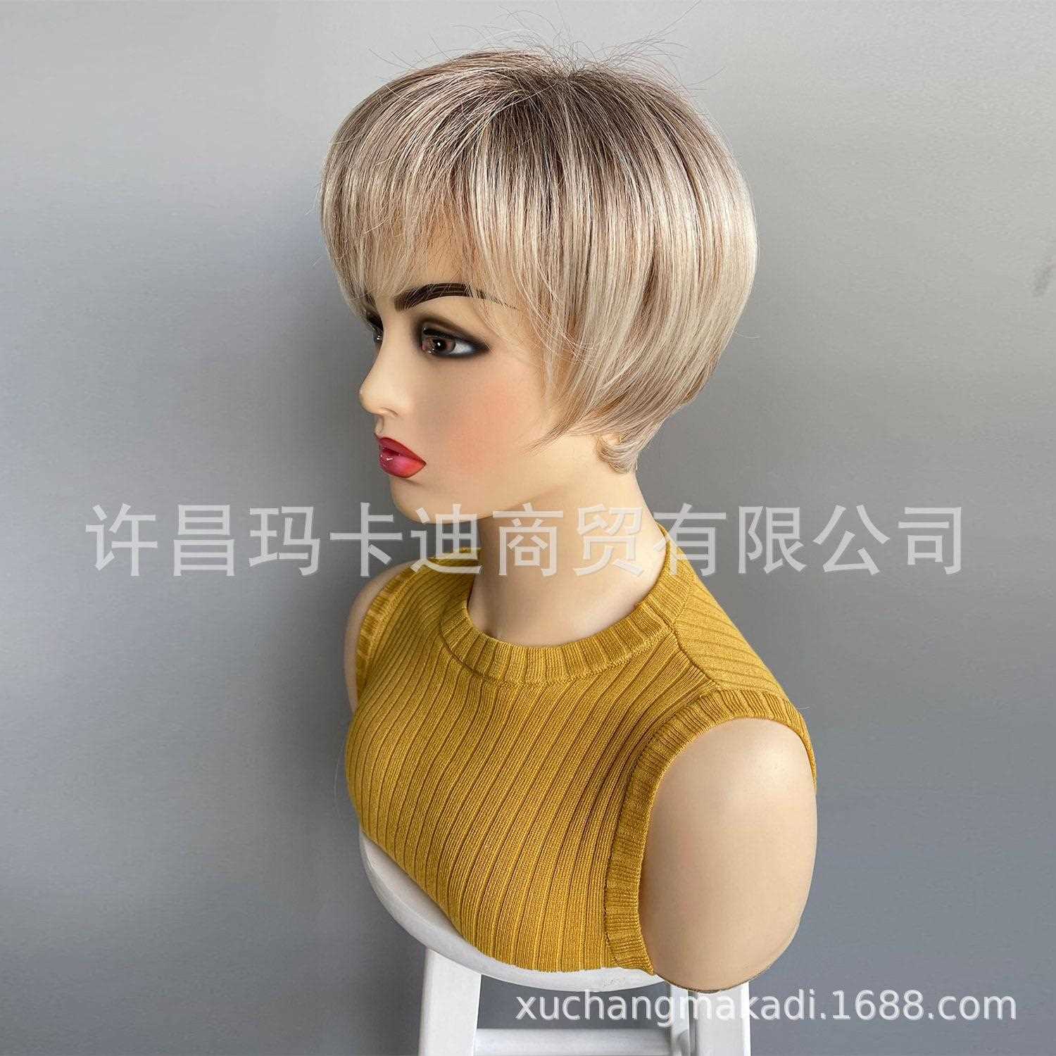 新款直销假发短发全头wigs 欧美跨境时尚短发 档化纤假发 工厂现