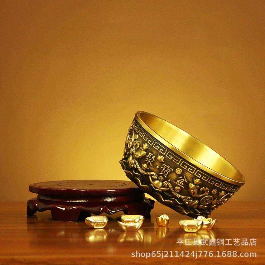 新款直销纯铜聚财聚宝盆黄铜五福聚宝盆铜摆件铜聚宝盆办公室摆件,家居饰品,桌面摆件,淘宝优惠券,粉丝福利购,淘宝优惠卷