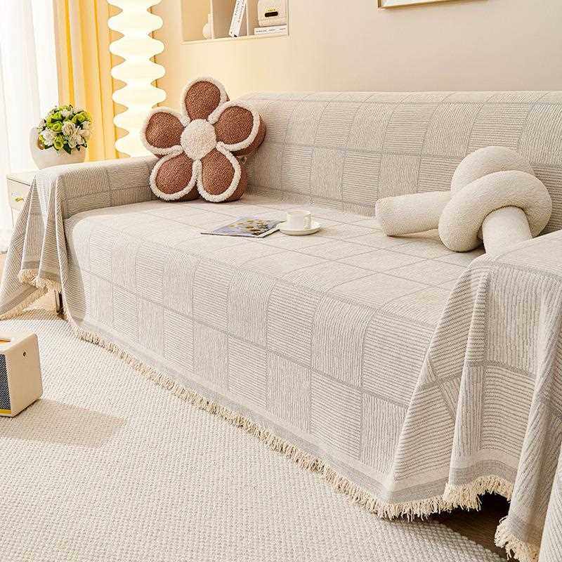 新款直销简约现代沙发盖巾雪尼尔防滑防猫抓极简风四季通套罩靠背