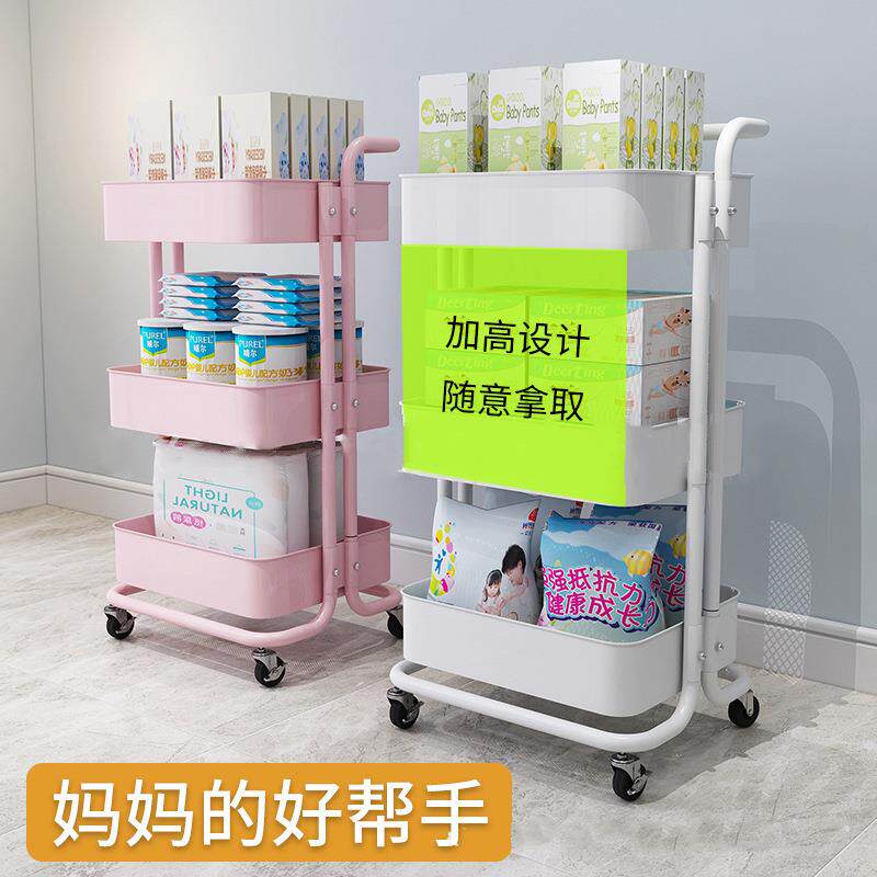 新款直销厨房置物架可移动小推车零食收纳美容院置物工具车神器多