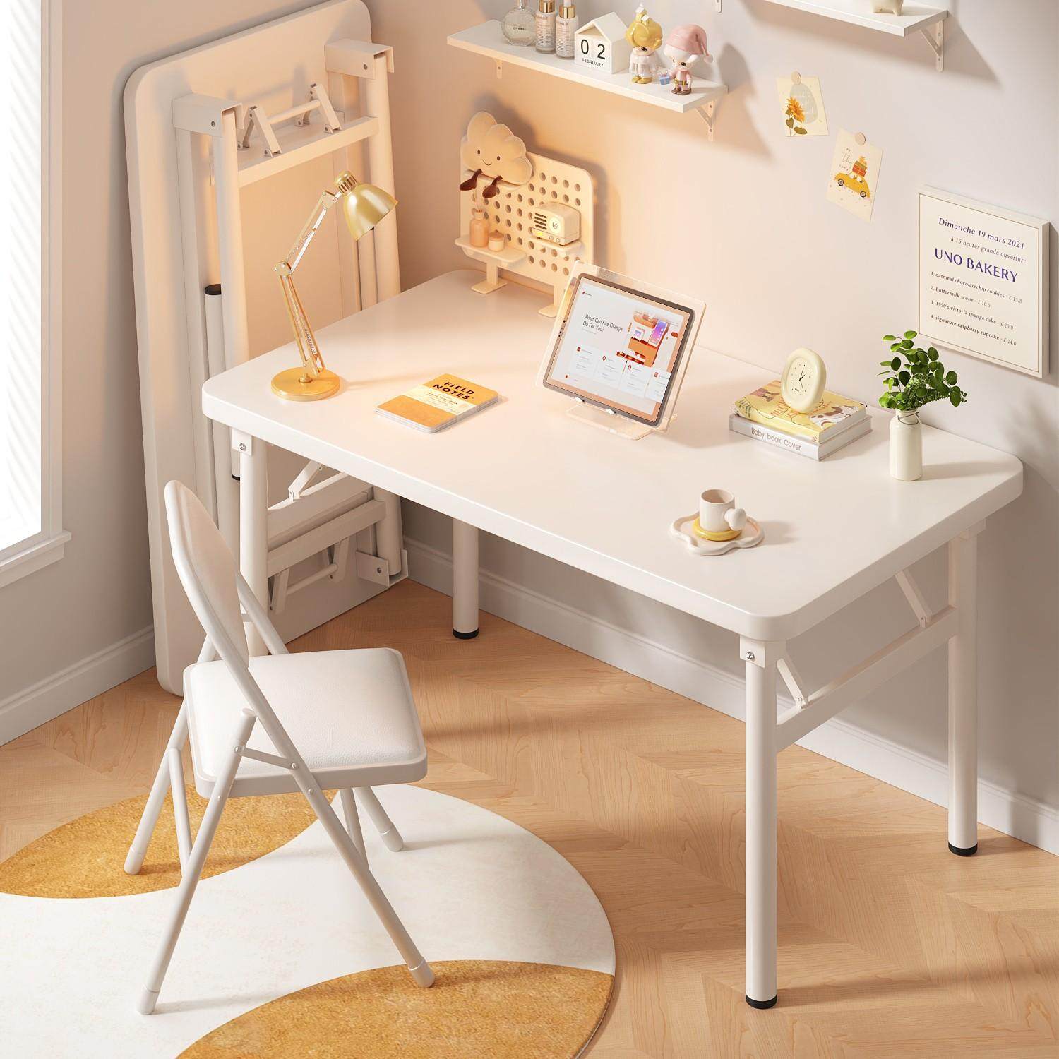 可折叠简易电脑桌椅套装小型卧室家用学生书桌书桌办公桌长方形