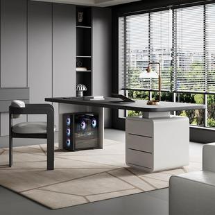 意式黑色实木1米6小空间单人专用老板桌办公桌轻奢高级感2025新款