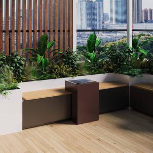 商业步行街休息长椅定制太阳能充电座椅公园庭院外摆花箱座椅组合