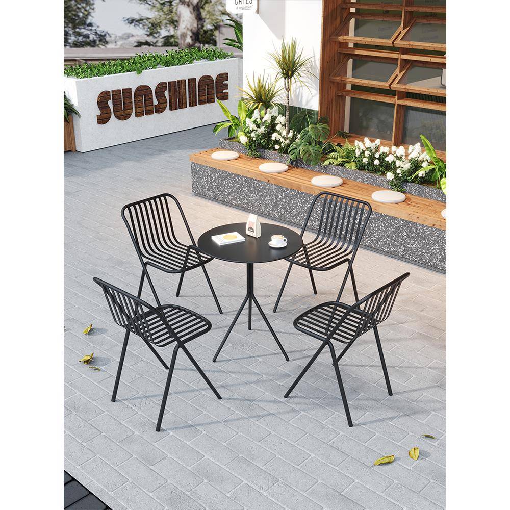 户外桌椅庭院花园露天阳台休闲室外咖啡奶茶店网红不锈钢桌椅组合