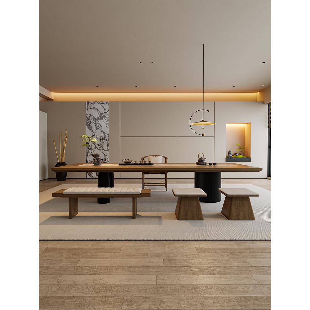 实木大板泡茶台喝茶桌椅组合极简轻奢高端家用客厅办公室2025新款