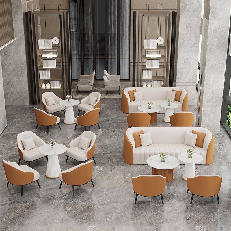 沙发休息区接待现代茶几组合休闲酒店大厅美容院健身房会客区洽谈