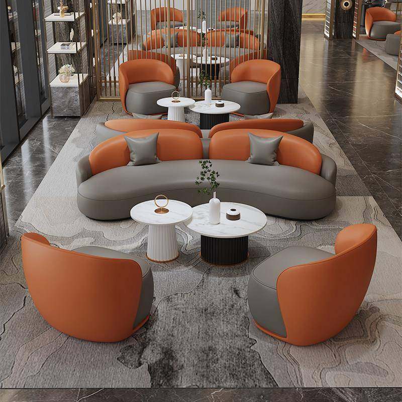 酒店大堂沙发轻奢商务休息区休闲会客桌椅办公室接待沙发茶几组合,住宅家具,皮艺沙发,淘宝优惠券,粉丝福利购,淘宝优惠卷