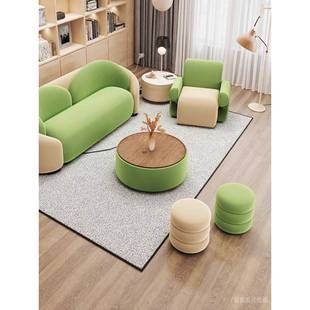 美容会所休息接待沙发简约民宿服装店小户型奶油风2025新款网红