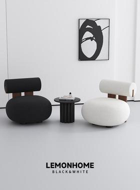 意大利极简风格单人沙发椅，Lambswool网红休闲椅，小公寓卧室，