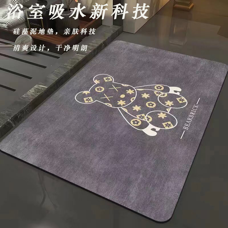 浴室地垫卫生间软硅藻泥强吸水脚垫浴室门口吸水防滑速干地垫