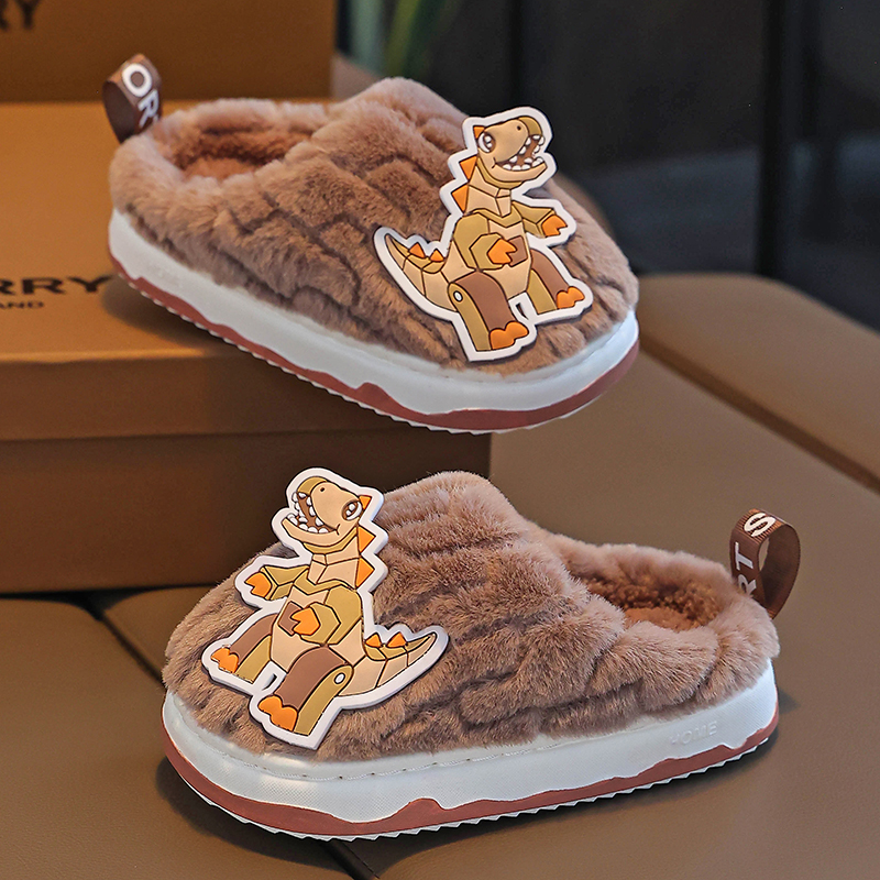 男童棉拖鞋秋冬季2025新款男孩儿童毛拖鞋女童室内宝宝家居中大童