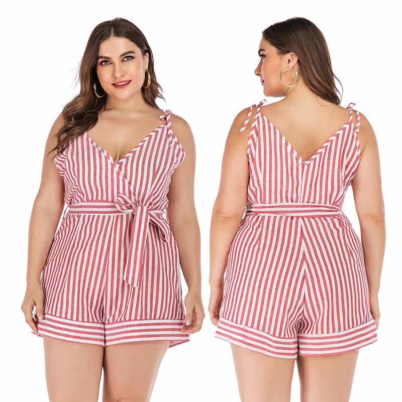Plus size women stripe loose summer jumpsuit rompers pantsin the Women's clothing/Boutique , Large size women  category - from Buy2taobao.com to provide professional Taobao agent buy service