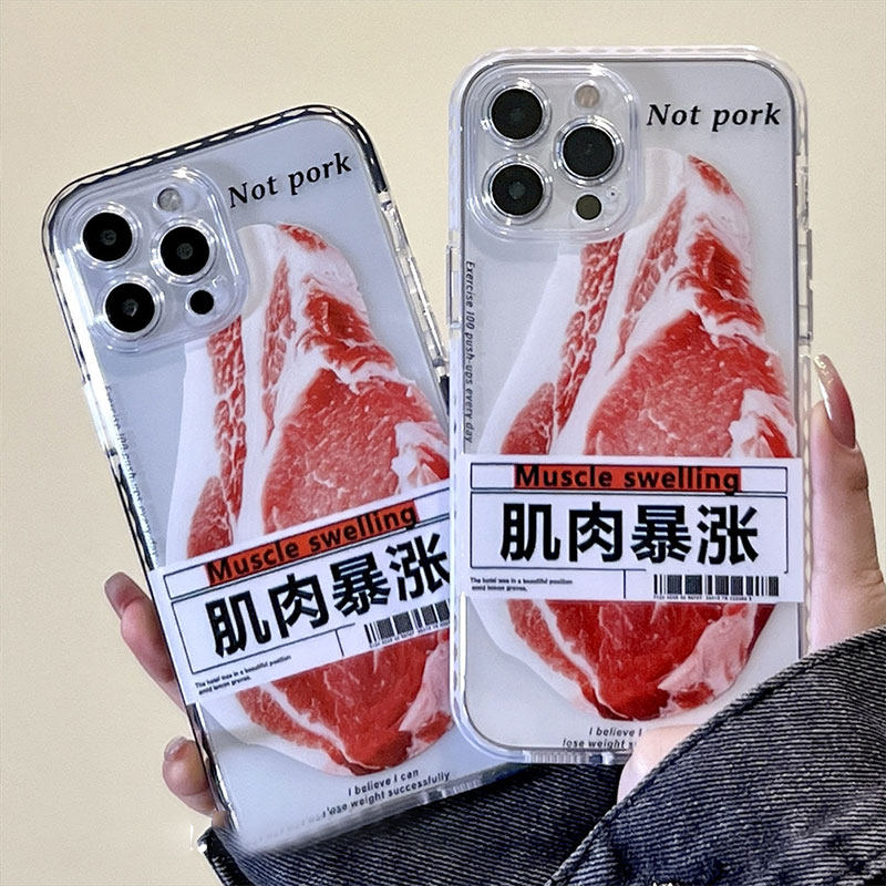 肌肉暴涨硅胶手机壳2023新款创意文字肌防摔苹果14/13promax透明