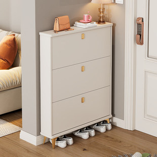 工厂直发香港奶油风超薄翻斗鞋柜家用门口入户玄关柜一体网红直送