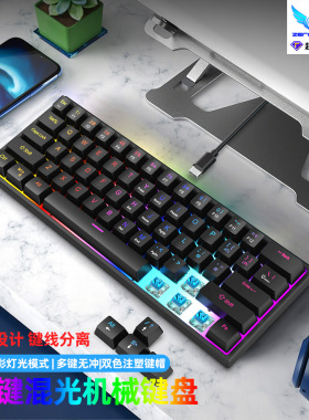 K61键有线机械键盘青轴RGB电竞游戏发光笔记本电脑Type-C跨境