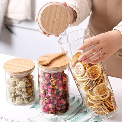 Food Storage Cereal Container Airtight Canisters with Bamboo