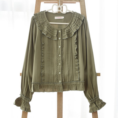 酒漫蔷薇风琴褶lolita衬衫