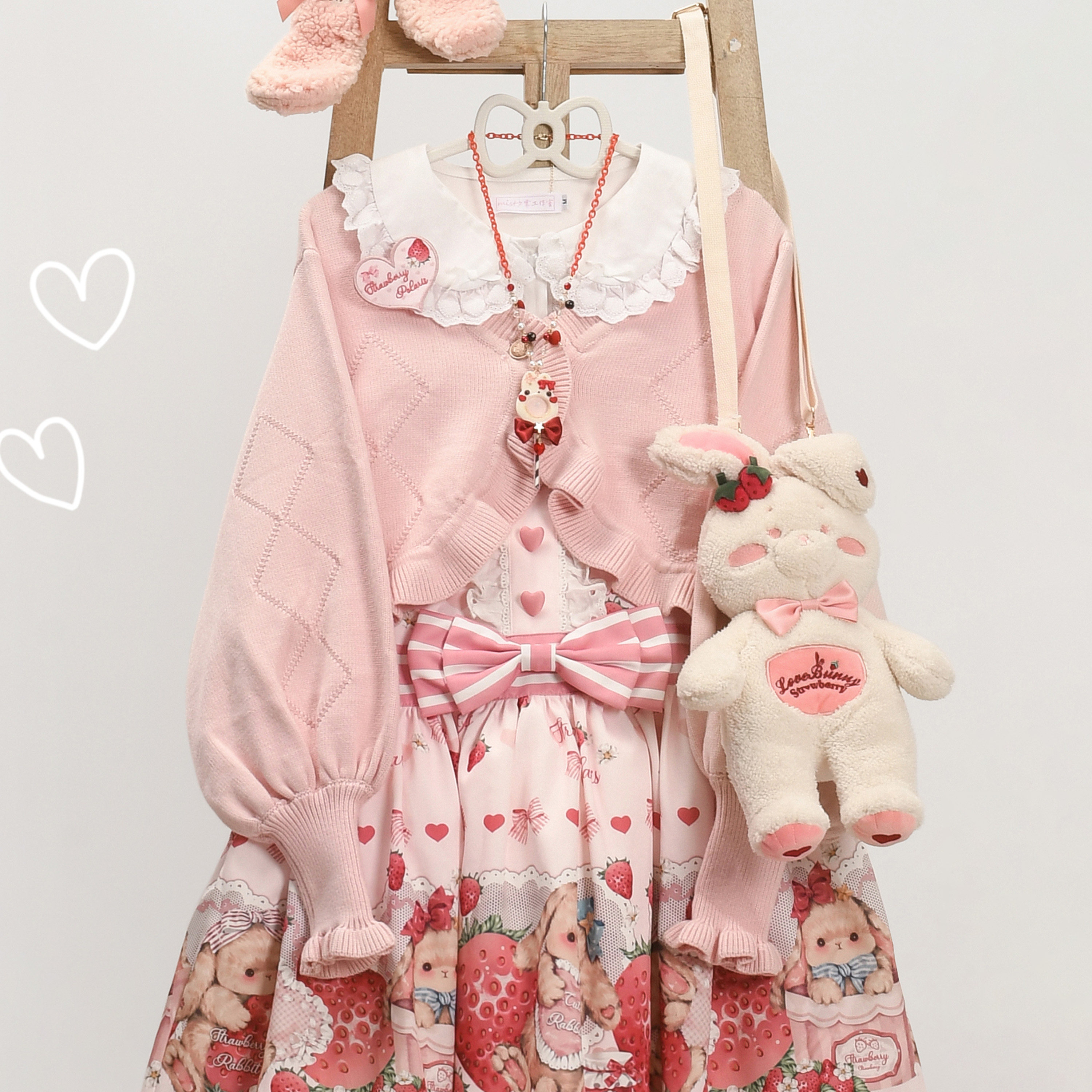 thumbnail for [Cookies] Lolita cropped sweater cardigan Lolita cardigan vintage knitted soft girl cute
