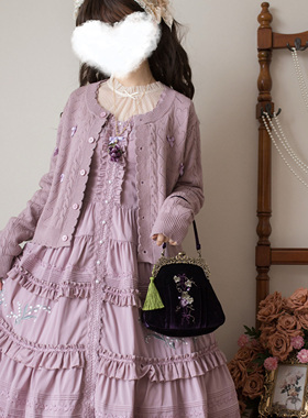 爱心镂空Lolita毛衣开衫复古针织jk开衫软妹长袖荷叶边少女可爱