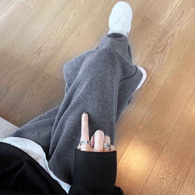 灰色运动裤女春秋2025新款高腰显瘦百搭哈伦裤宽松束脚休闲卫裤子