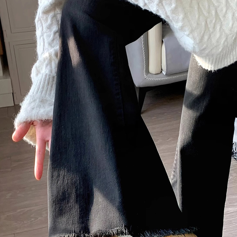 黑色微喇牛仔裤女春秋2025新款高腰显瘦梨形身材胖mm大码喇叭裤子