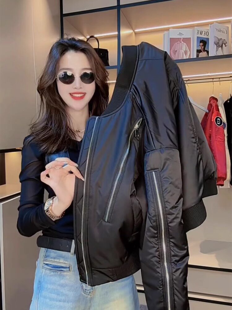 棒球服外套女春秋2025新款小个子休闲短款拉炼开衫飞行员夹克上衣