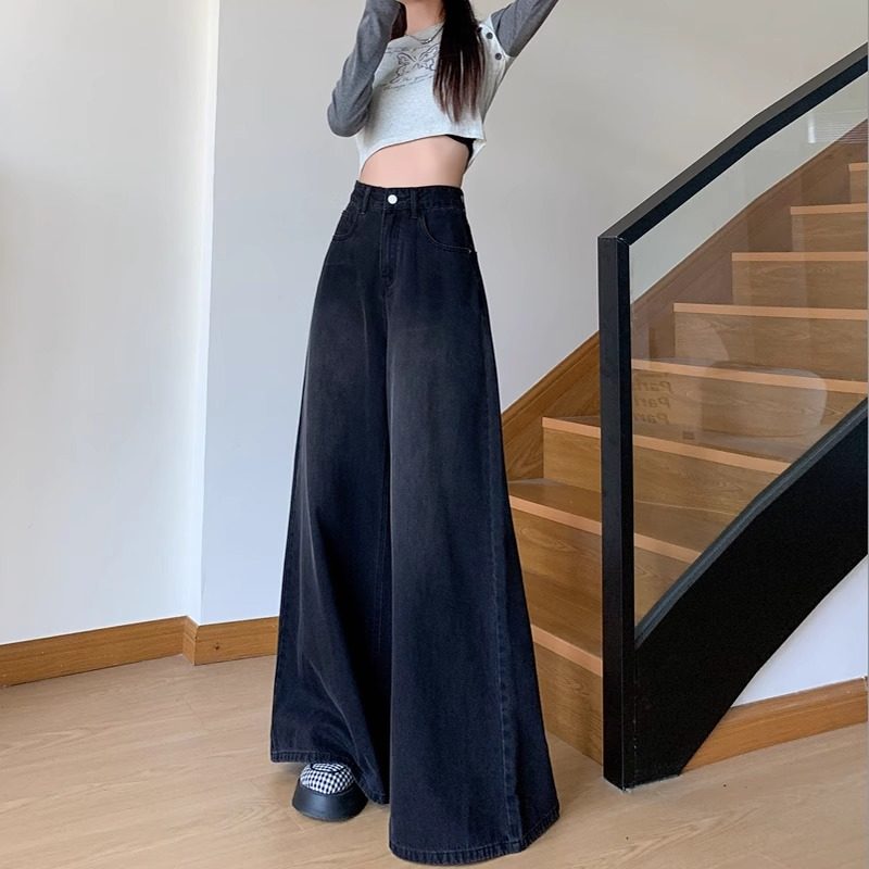 阔腿牛仔裤女春秋2025新款高腰垂感直筒裤裙宽松百搭显瘦拖地长裤