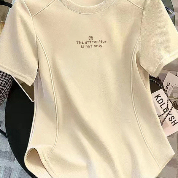 白色短袖t恤女春夏薄款2026新款小个子短款鱼骨不规则设计感上衣