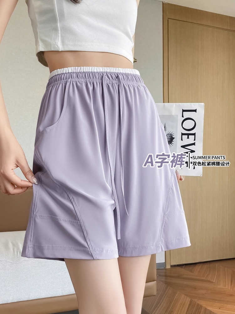 冰丝阔腿短裤女夏季2025新款小个子宽松外穿五分速干休闲运动裤子