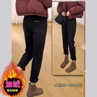 梨形身材百搭老爹裤 高腰显瘦大码 子 女秋冬加绒2025新款 黑色牛仔裤